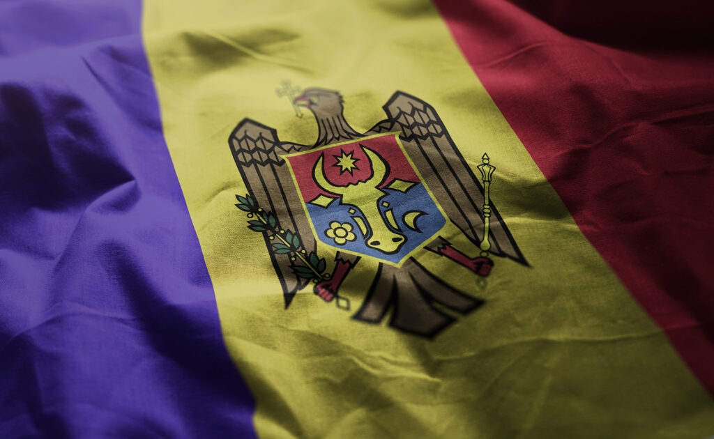 Moldova Flag Rumpled Close Up