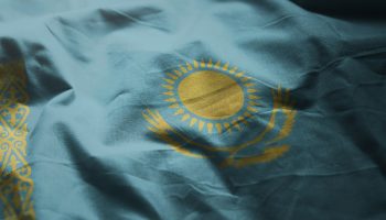 Kazakhstan Flag Rumpled Close Up